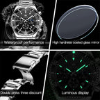 OLEVS Reloj para hombre impermeable de acero inoxidable, gran esfera, relojes para hombres, regalos