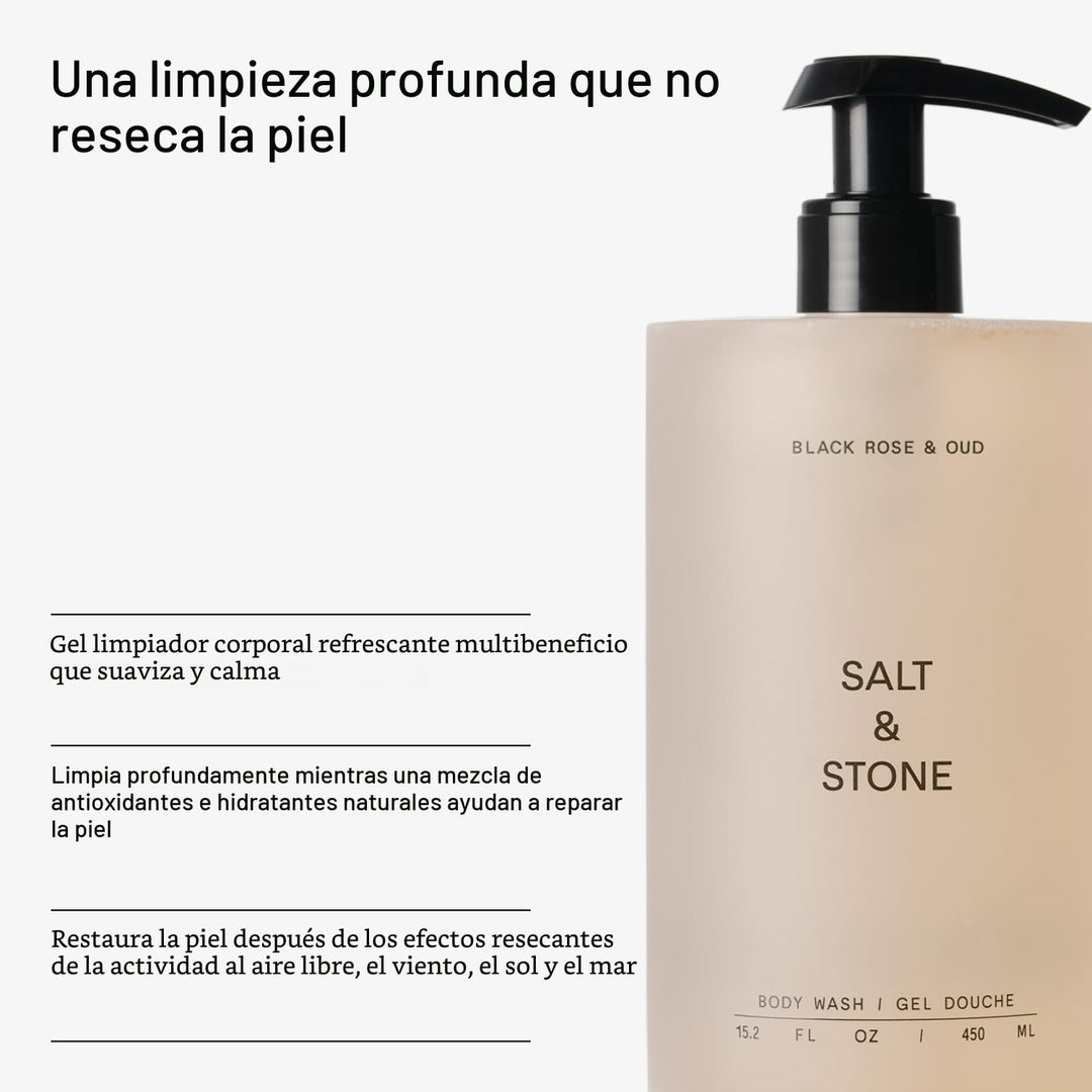 Salt &amp; Stone Gel de Ducha para Mujeres y Hombres | Black Rose &...