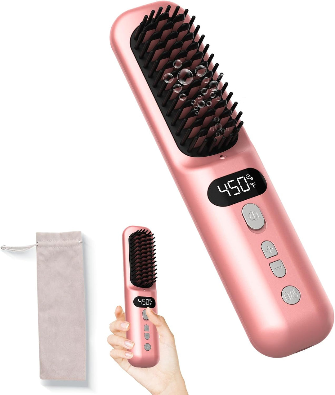 Cepillo alisador de pelo inalámbrico 10000mAh: peine caliente eléct...