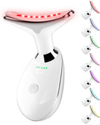 Suenohyu Terapia de luz roja para masajeador facial, dispositivo de terapia de luz de mano para el cuidado de la piel en el hogar, terapia de luz, herramienta de masajeador facial para cuello (blanco)