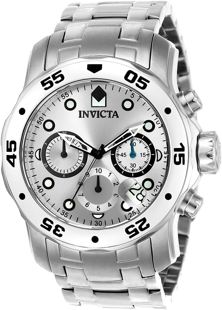 Invicta Pro Diver - Reloj cronógrafo de cuarzo con correa de acero inoxidable, color plateado, modelo 26 0073