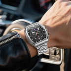 OLEVS Relojes para Hombres Business Dress Chronograph Cuadrado Grande Analógico con Correa de Silicona a prueba de agua con Fecha Regalo para Hombre Reloj de Muñeca Plateado