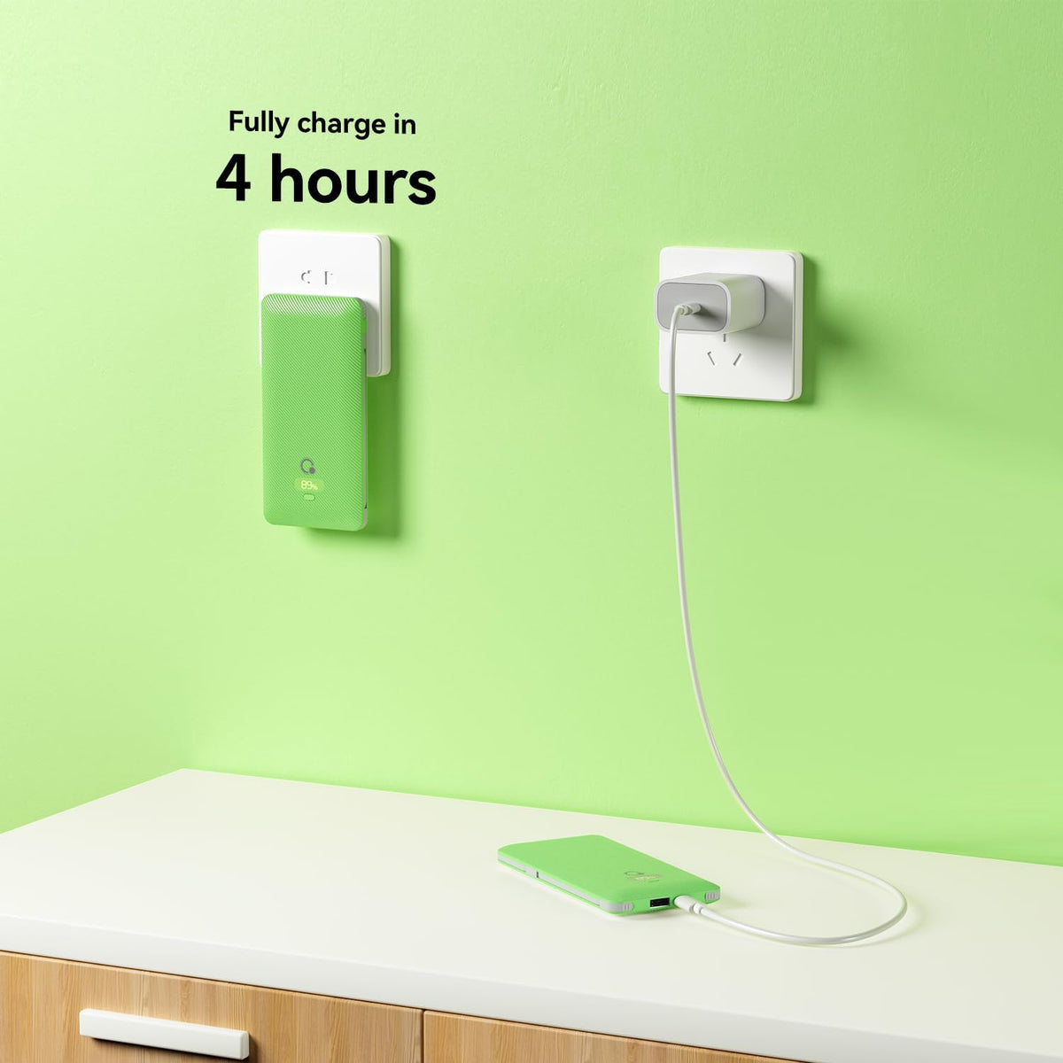 Cargador portátil de 10000 mAh con cables integrados y enchufe de p...