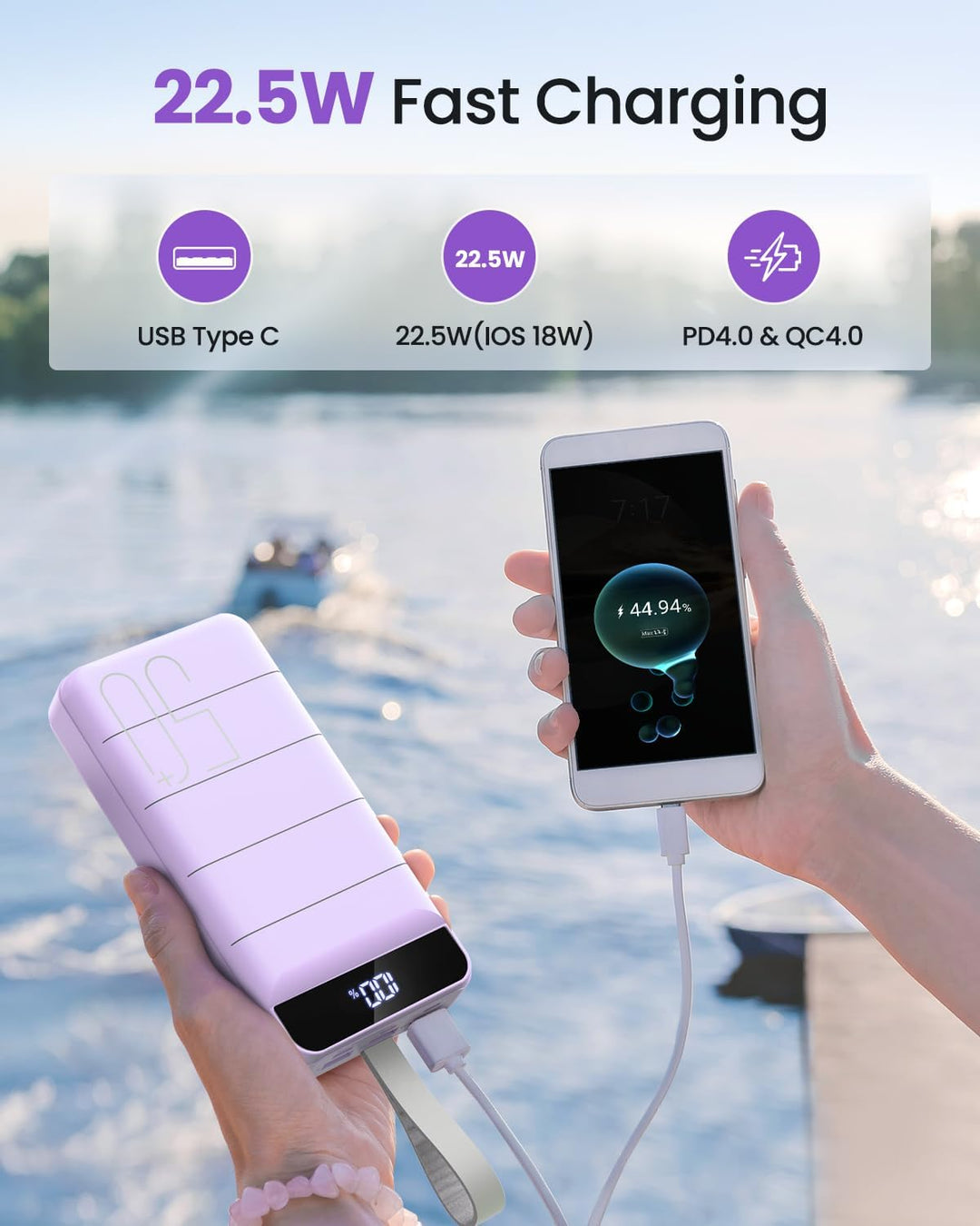 DAOLOT Banco de energía de carga rápida 50000mAh - 22.5W cargador p...