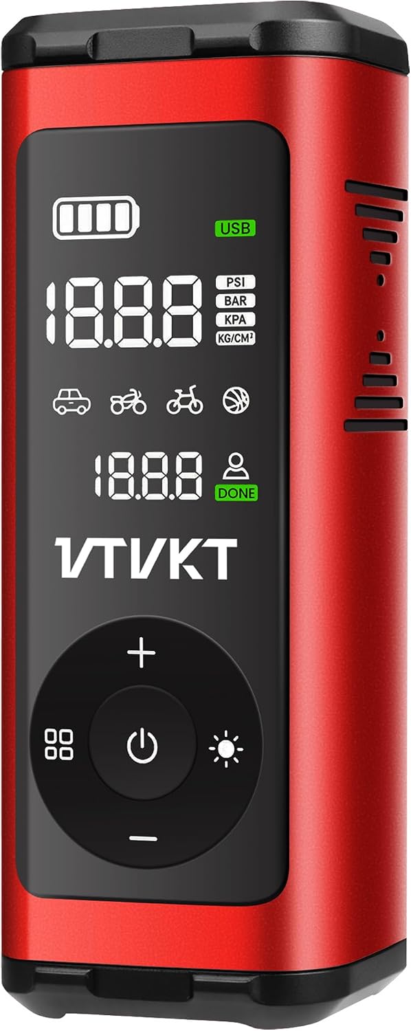 VTVKT Inflador de neumáticos, compresor de aire portátil, potente b...
