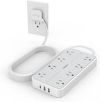 TESSAN - Protector contra sobretensiones, cable de extensión de enchufe plano de 10 pies