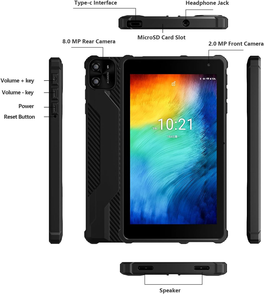 VASOUN Tablet Android 14 de 7 pulgadas, 8 GB de RAM 64 GB ROM, Octa...