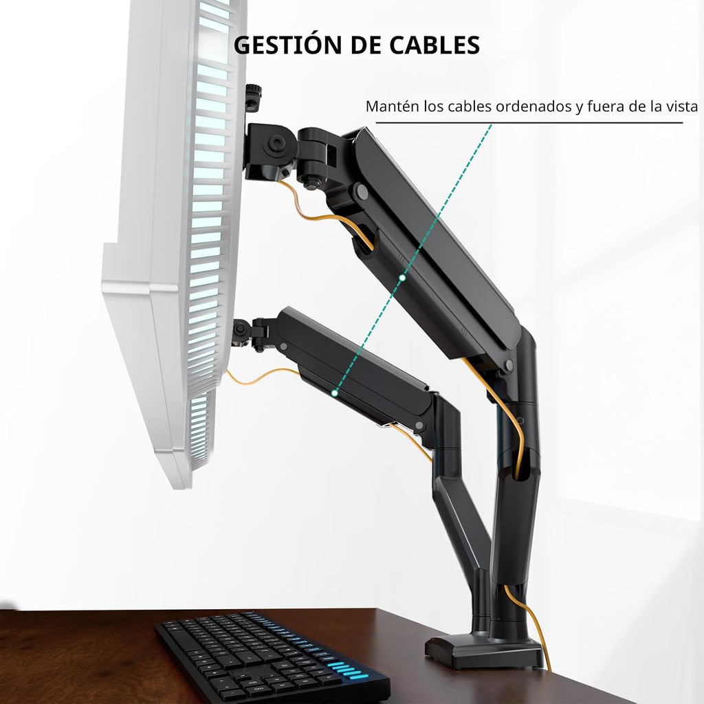WALI Brazo de monitor doble ajustable para pantallas de 13 a 32 pulgadas