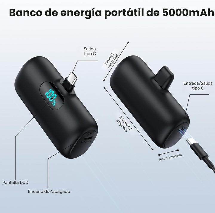 Mini Cargador Portátil USB C Power Bank, Paquete de Batería Mejorad...