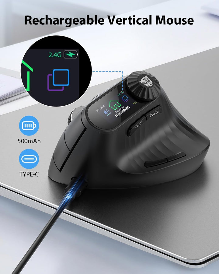 Transformers Ratón Vertical Ergonómico con Pantalla LED y Control d...