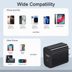 Bloque de carga USB C, cargador tipo C, cargador de pared de 20 W, paquete de 4 para iPhone 16/16 Plus/16 Pro/16 Pro Max/iPhone 15/15 Pro/15 Pro Max/14/13/12 Pro/Samsung//Android (negro)