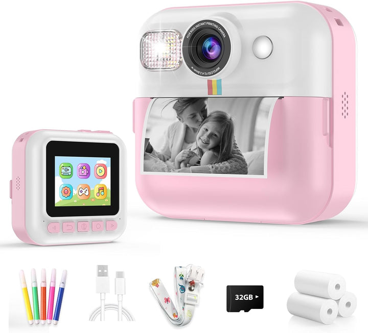 Cámara para Niñas, Cámara de Impresión Instantánea 1080P, Regalos d...