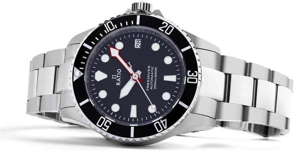RATIO FreeDiver Reloj de Buceo de Cristal Zafiro Movimiento Automático Japonés Reloj de Buceo 200m Resistente al Agua Reloj de Buceo