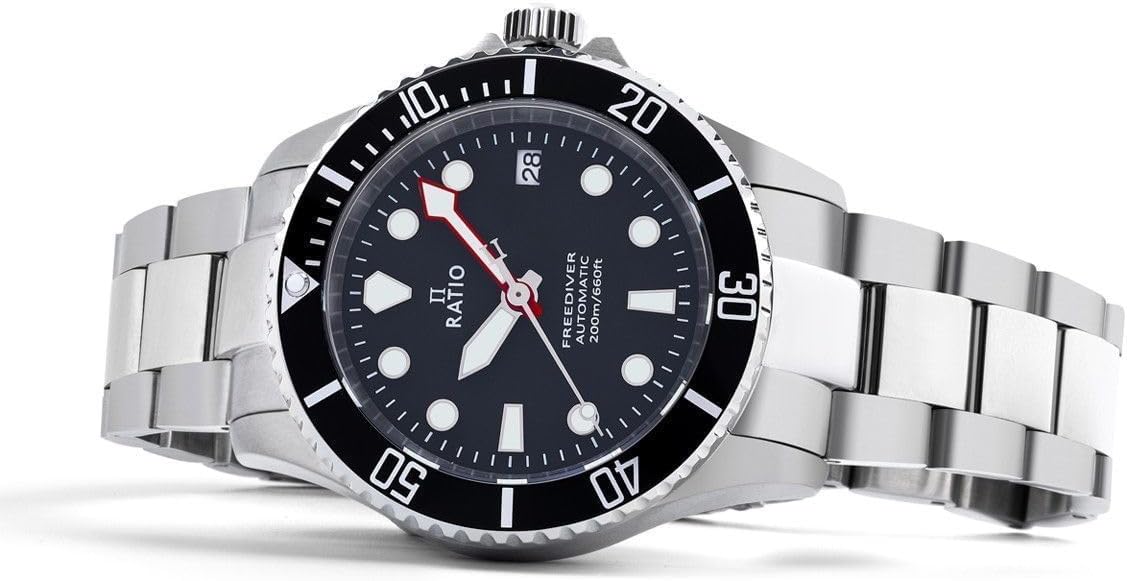 RATIO FreeDiver Reloj de Buceo de Cristal Zafiro Movimiento Automático Japonés Reloj de Buceo 200m Resistente al Agua Reloj de Buceo
