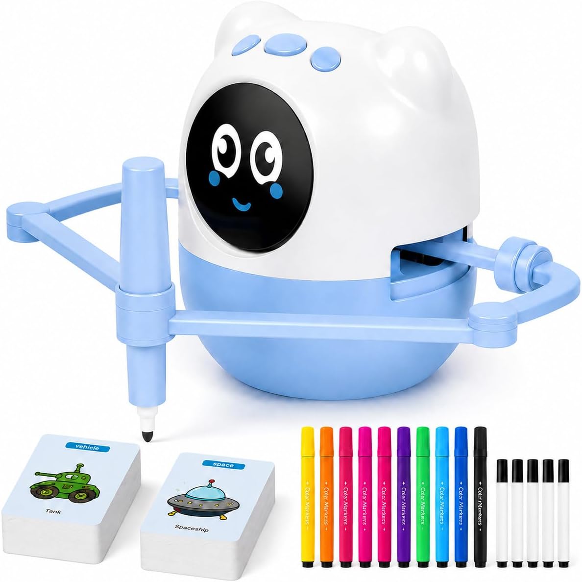 Robot de dibujo para niños, 150 tarjetas de juguete para edades de 3, 4, 5