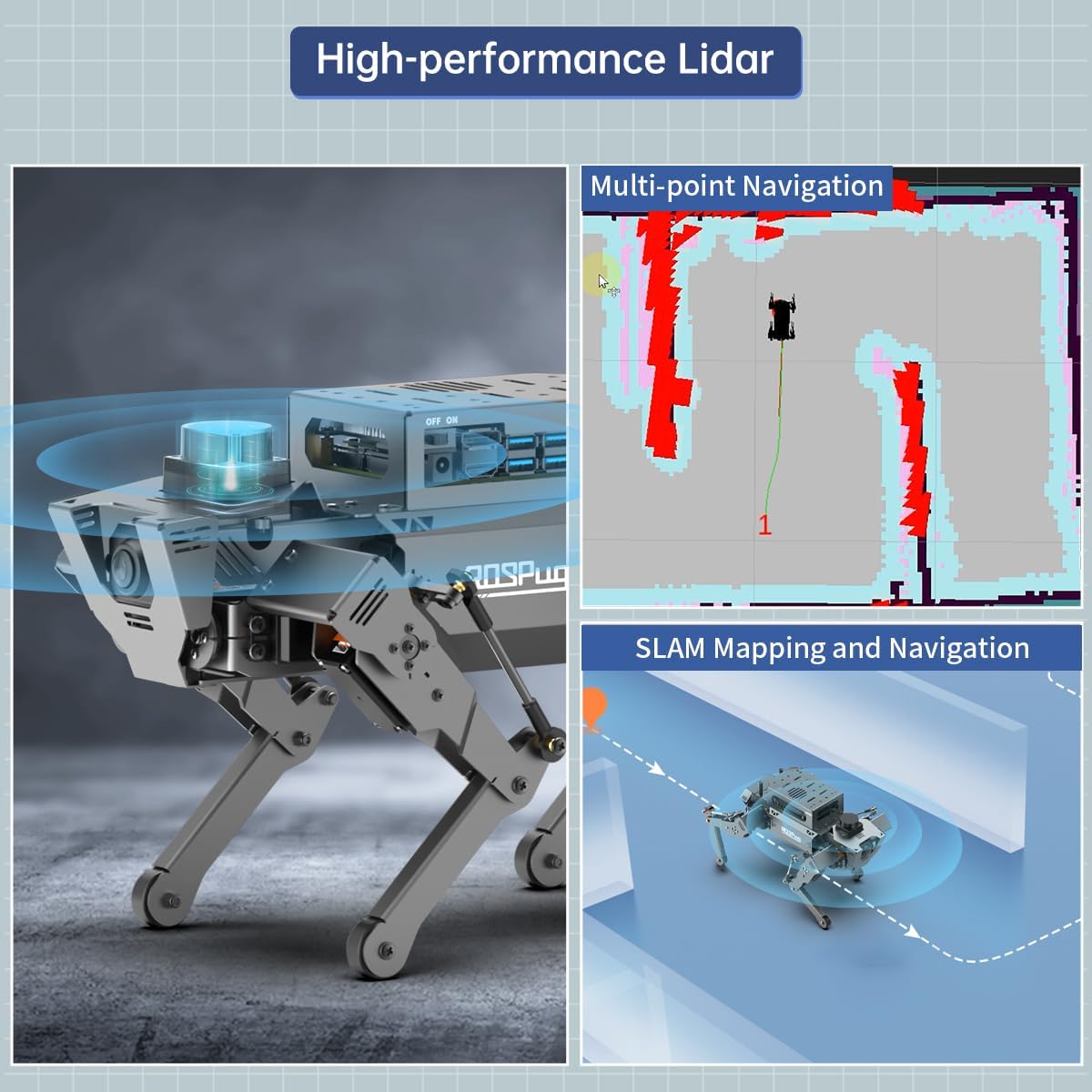 HIWONDER ROSPug Perro robot biónico cuadrúpedo con visión IA impulsado por Jetson Nano ROS de código abierto Python Programación SLAM Mapeo y navegación para adultos