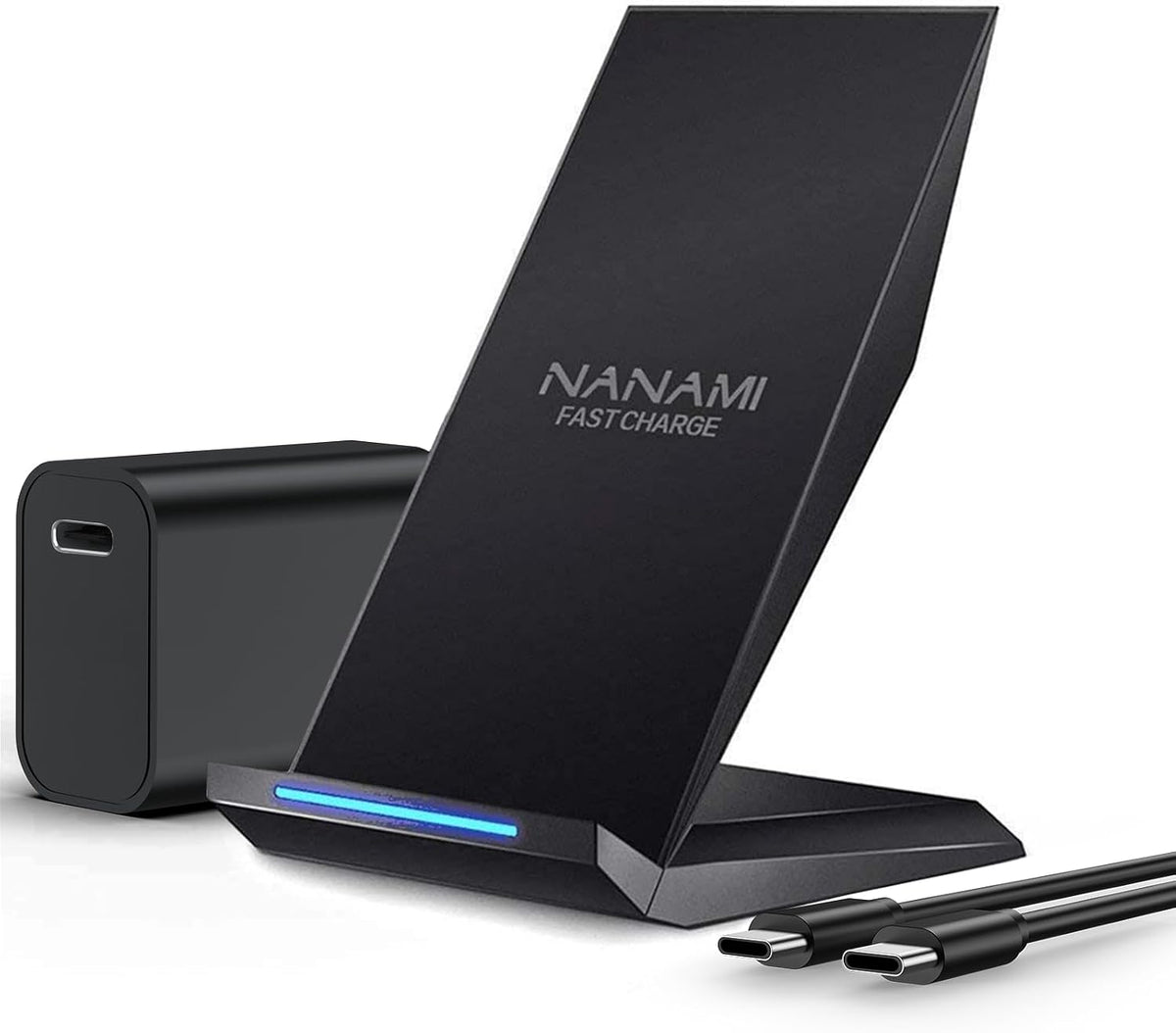 NANAMI Cargador inalámbrico rápido con cargador de teléfono USB, soporte de carga certificado Qi con adaptador QC3.0 7.5W compatible con iPhone 15/14/13/12/11, 10W para Samsung Galaxy