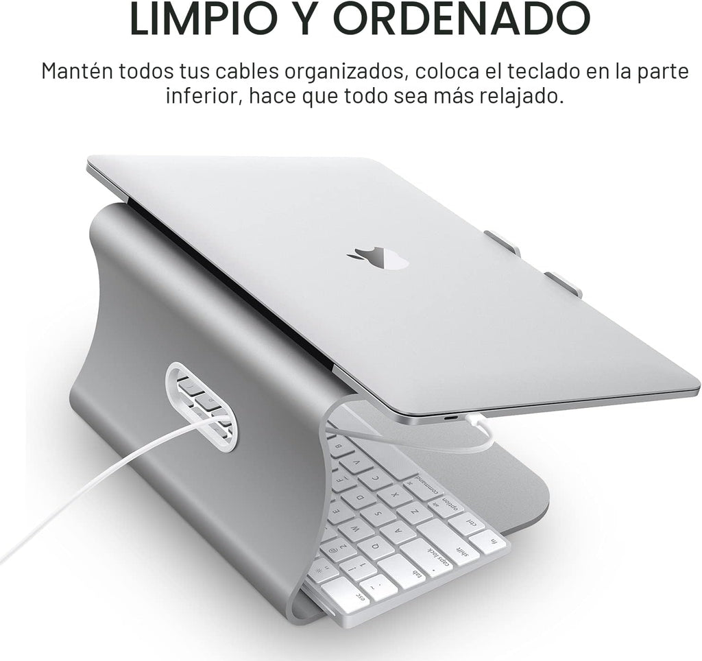 Soporte para portátil de aluminio con ventilación térmica, elevador para MacBook Air/Pro, Dell, HP, Lenovo, Microsoft Surface, Samsung de 11 a 16 pulgadas (color plateado espacial)
