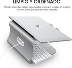 Soporte para portátil de aluminio con ventilación térmica, elevador para MacBook Air/Pro, Dell, HP, Lenovo, Microsoft Surface, Samsung de 11 a 16 pulgadas (color plateado espacial)