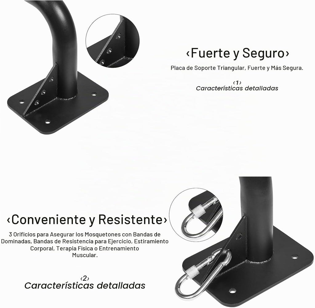Barra de Tracción para Puerta Montada en Pared, Barra de Tracción Pesada para Entrenamiento de Fuerza en Marco de Puerta, Soporte para Viga o Montaje a Lustre de Perfiles, Construcción Sólida de Metal grueso, Soporta 500 lbs