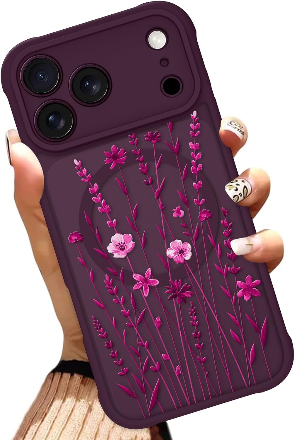 OOK Funda para iPhone 18 Pro de 6.3 pulgadas con flores florales color