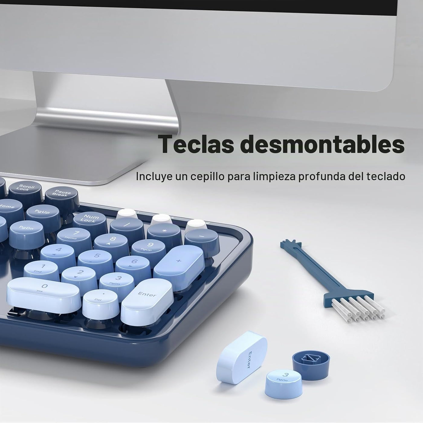 MOFII Combo de teclado y mouse inalámbricos, teclado retro de tamañ...