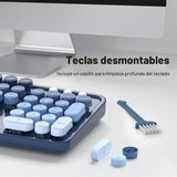 MOFII Combo de teclado y mouse inalámbricos, teclado retro de tamañ...