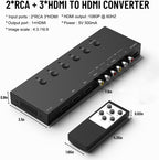 Interruptor HDMI/AV de 5 pulgadas a 1 salida (2 entradas AV+3 entradas HDMI 2.0) convertidor RCA a HDMI para PS1/2/3/4/5, N64, SNES, Switch, DVD, Roku, etc.