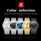 OLEVS Reloj para hombre Big Face Acero inoxidable Impermeable Luminoso Diamante