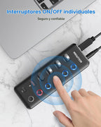 WENTER, hub USB 3.0 de 6 puertos, alimentado