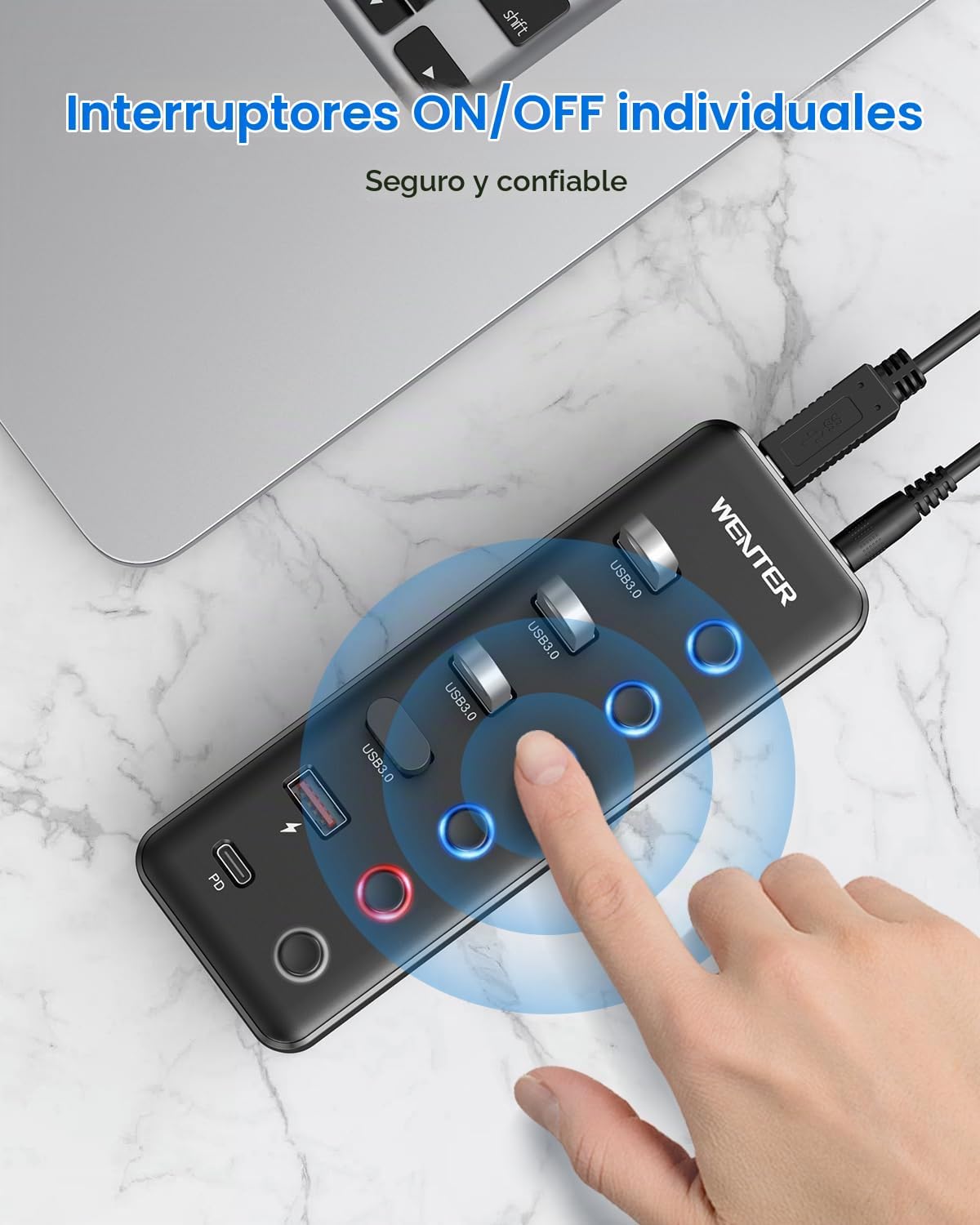 WENTER, hub USB 3.0 de 6 puertos, alimentado