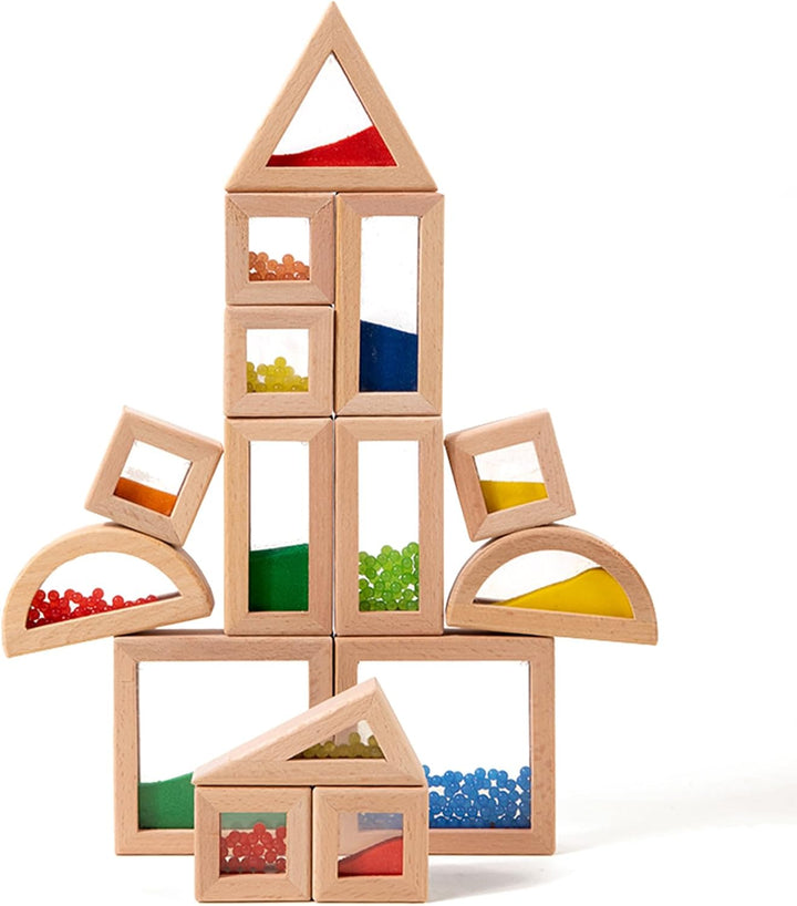 Dinhon Juego de bloques de construcción acrílicos arcoíris de 32 pi...