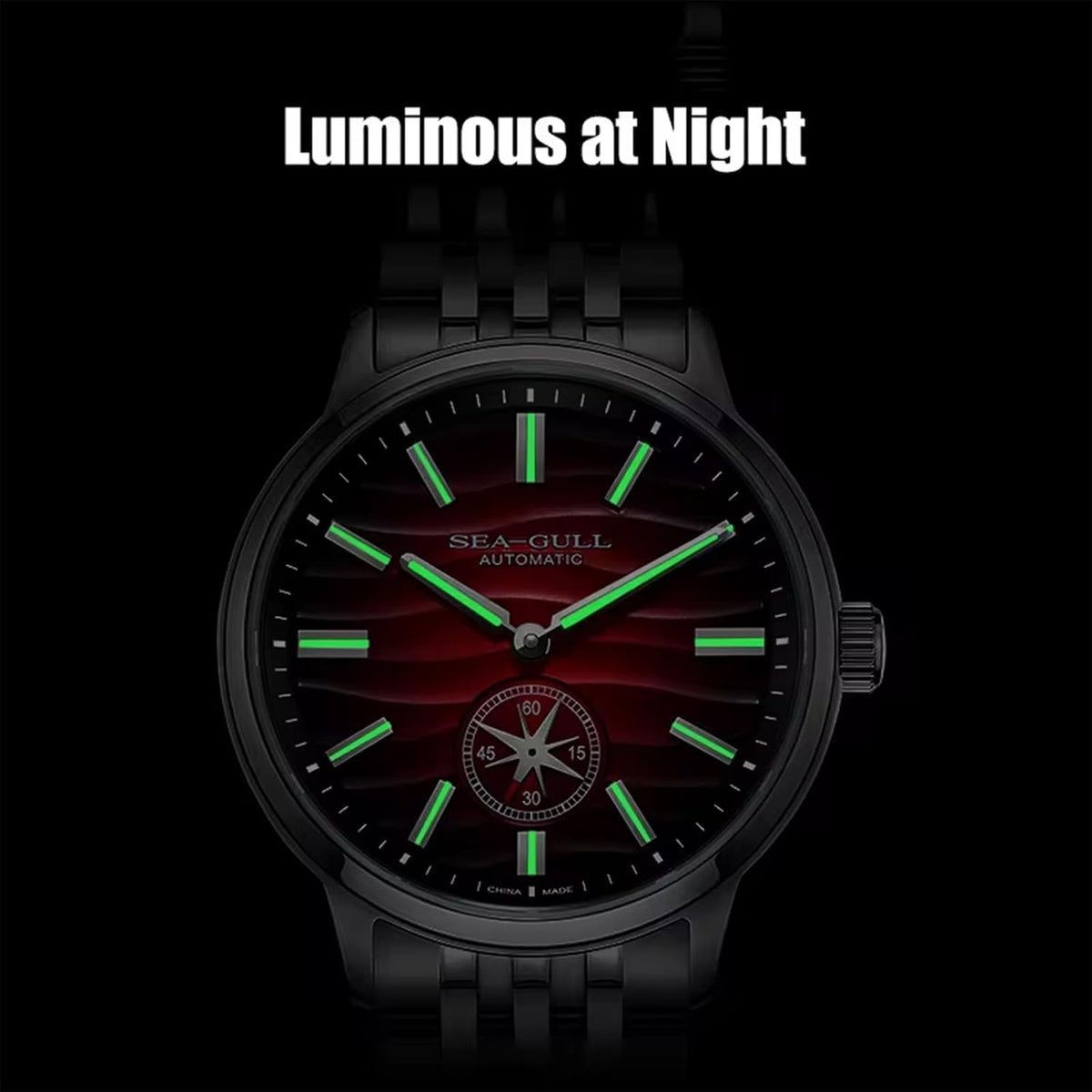 SEA-GULL Relojes mecánicos para hombre, Serie Natural, Reloj de pulsera automático, Subdial Polaris, Seagull ST17, Luminoso, 6180