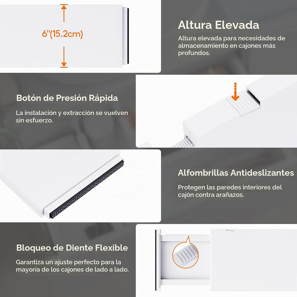 Lifewit Divisores de cajones mejorados de 6 pulgadas de alto