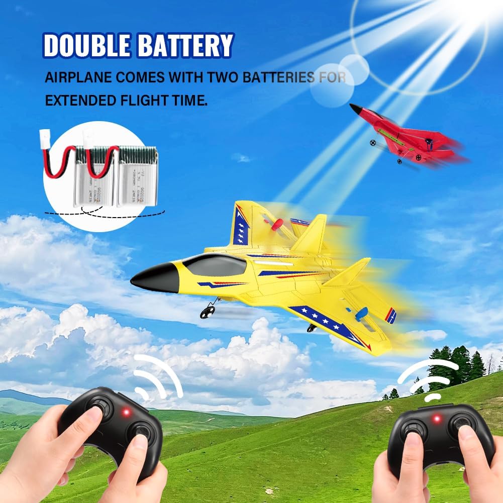 Avión RC Amarillo para Niños Actualización F-22 Raptor Fighter Avió...