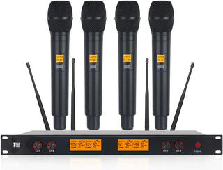 XTUGA Sistema de micrófono inalámbrico UHF de 4 canales A400, rango...