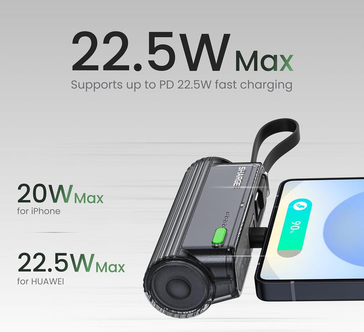 Sharge Flow Mini 2 Power Bank &amp; Paquete de cargador retráctil d...