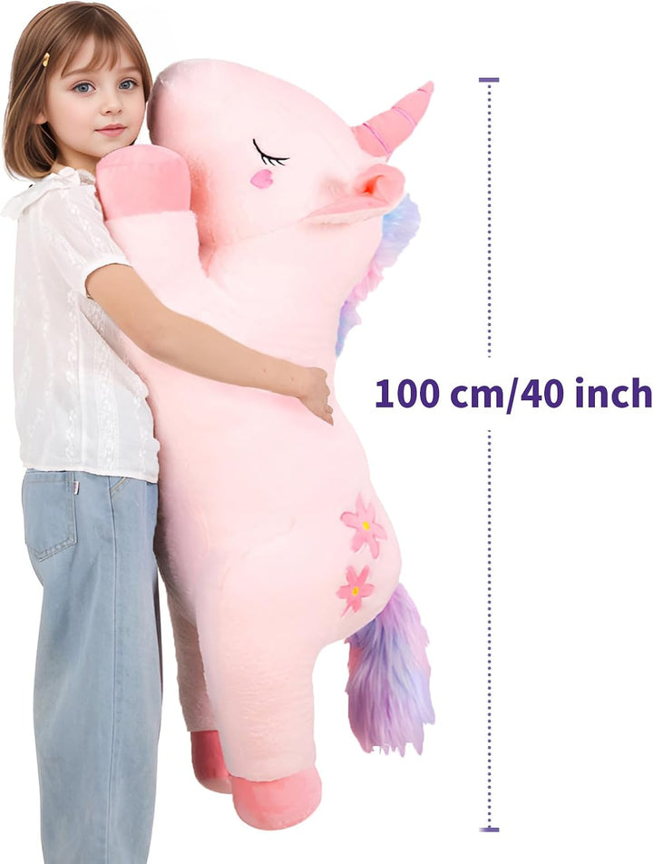 Tianmihou Lindo juguete de peluche gigante de unicornio rosa de 40...