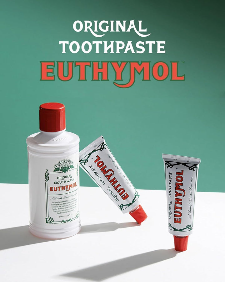 EUTHYMOL Pasta de dientes rosa original (3.7 onzas líquidas x 2 uni...