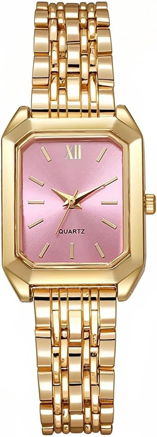 BESTKANG Relojes para mujer, relojes de pulsera de acero con correa de acero, reloj de pulsera de cuarzo cuadrado simple de moda casual