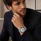 MASTOP Pagani Design Daytona Homage - Reloj de pulsera para hombre, diseño de panda, analógico, de cuarzo, con movimiento japonés, cronógrafo, de lujo, correa de silicona, impermeable, para negocios