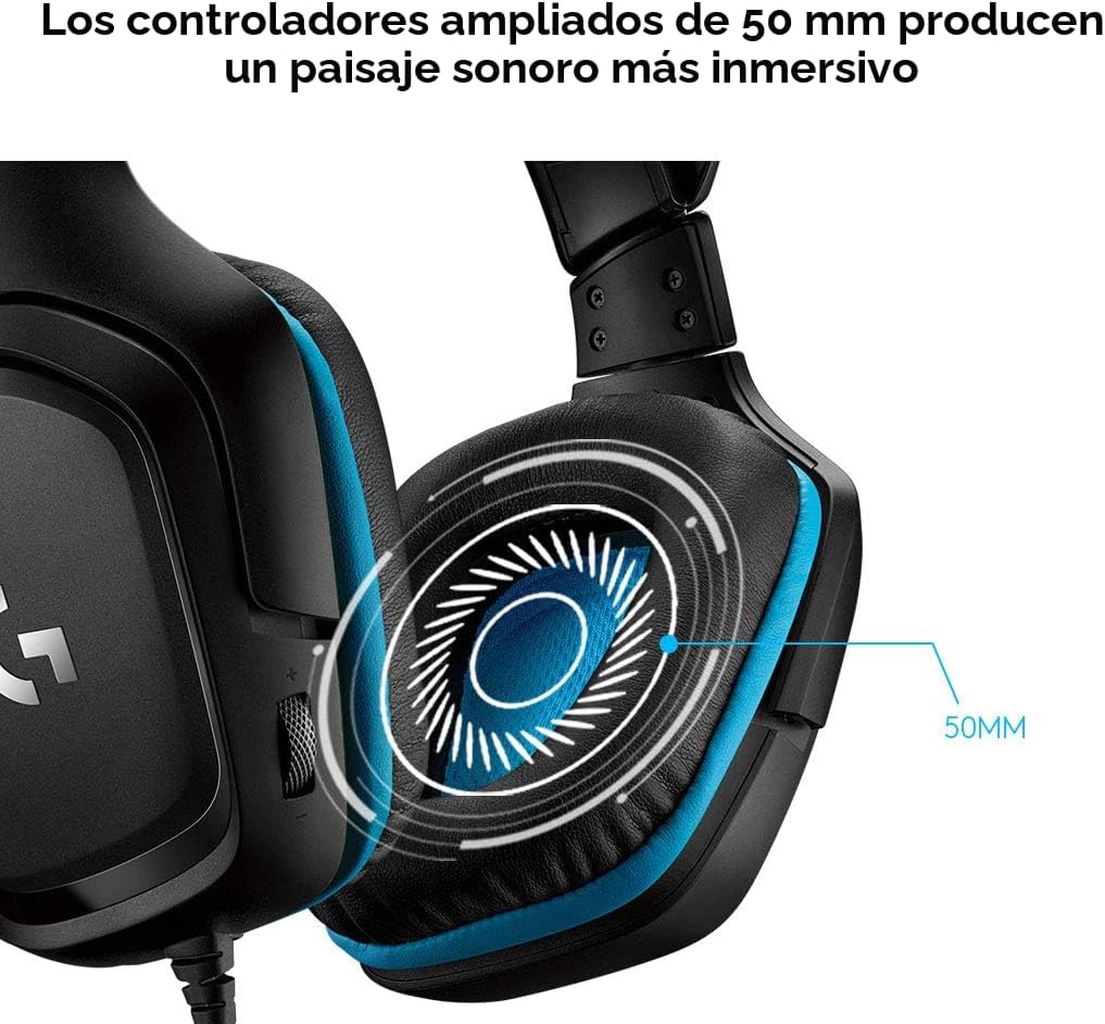 Logitech G432 Auriculares con Cable para Juegos, Sonido Envolvente...