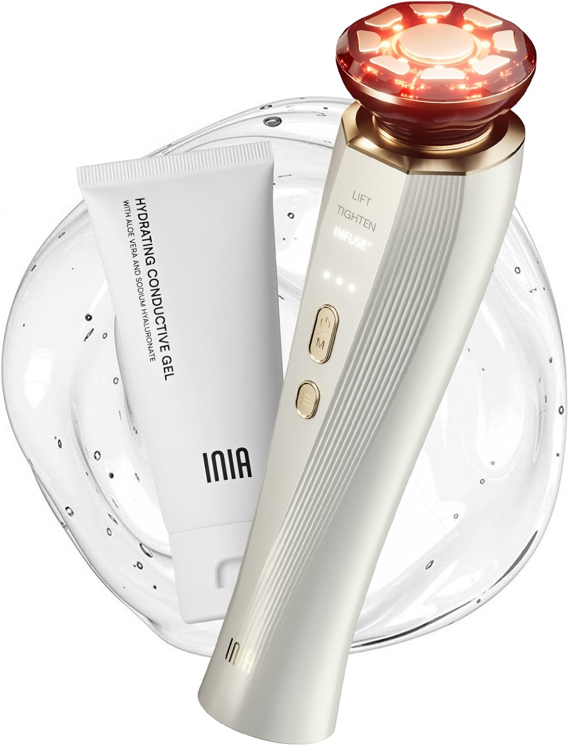INIA Terapia de luz roja 3 en 1 para cara y cuello dispositivo de b...