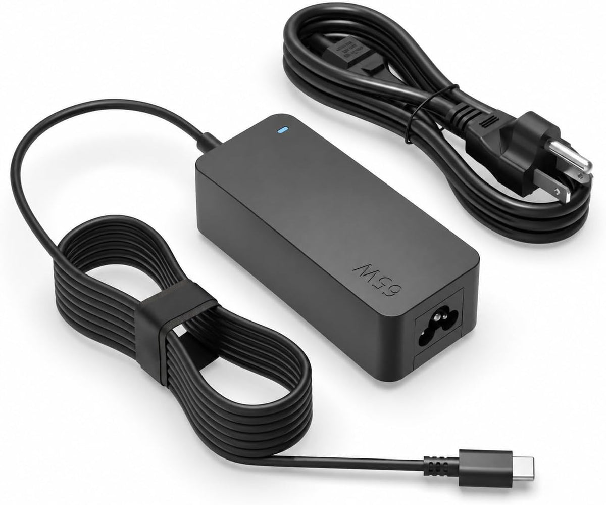 Superer Cargador USB-C de 65W para portátil Lenovo ThinkPad X1 T14 T14s T15 E14 E15 T480s T490 E480 Yoga 6 7 7i 9i IdeaPad Slim Flex Thinkbook 13s 14 15 16 Chromebook Computadora Adaptador de energía CA Type-C