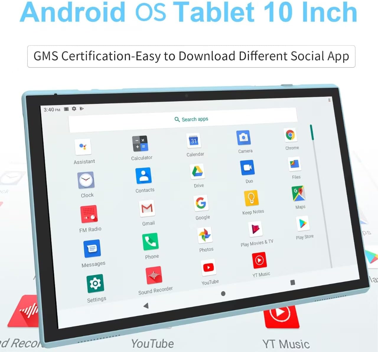 Tablet de 10 pulgadas con estuche protector y lápiz táctil, tableta...