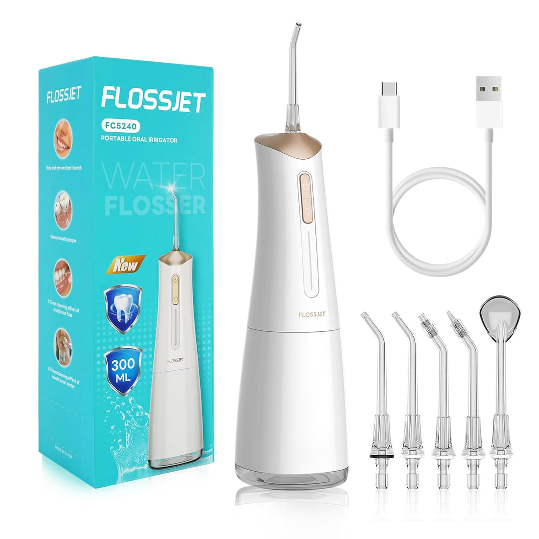 FlossJet - Irrigador dental inalámbrico con hilo dental de agua, ir...
