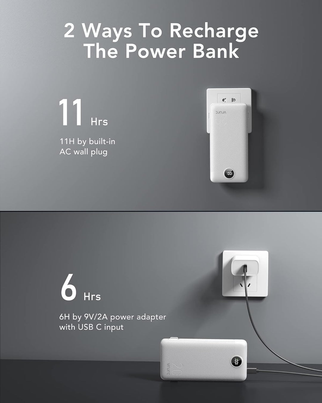 VRURC Banco de Energía 20000mAh, Cargador Portátil de Carga Rápida...
