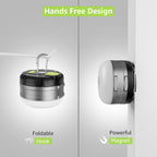 Lámpara LE Farol LED portátil de camping con base magnética 3000 mAh, batería 280LM recargable por USB, luz LED portátil para casa de campaña, de 3 modos IPX4, luz resistente al agua para senderismo, pesca, para interiores y exteriores, de emergencia