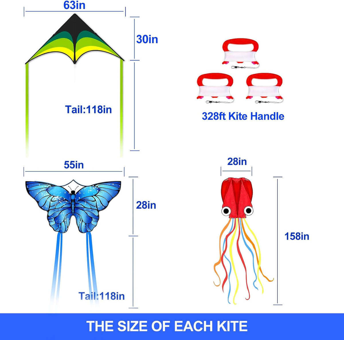 Cometas para niños y adultos, juego de cometas de playa para principiantes, paquete de cometas grandes y fáciles de volar para niños y niñas, incluye cuerda de cometa, perfecto para actividades al