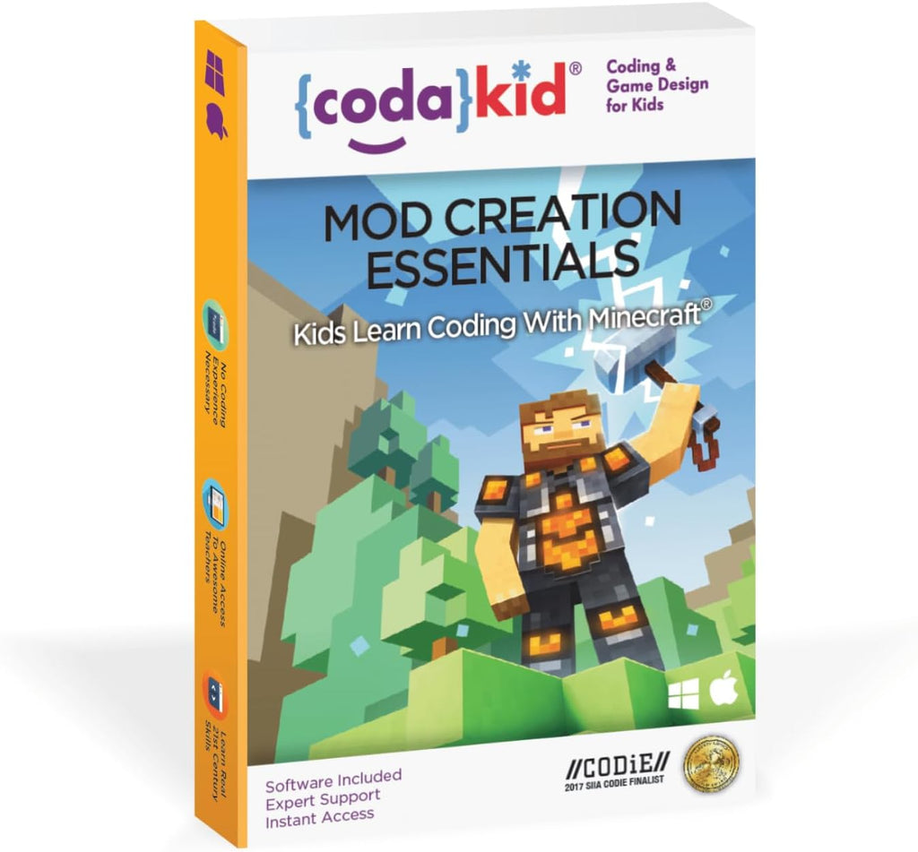 CodaKid Coding Box para niños - Actividad de Modding de Minecraft y Diseño de Juegos en Java, Edades 9+ - Incluye 12 meses de acceso y soporte de mentor en línea